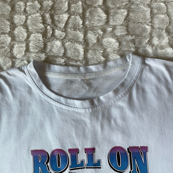 Men’s Pre-owned white T-shirt (ROLL ON DOWN THE HIGHWAY) (L) - Picture 6 of 6